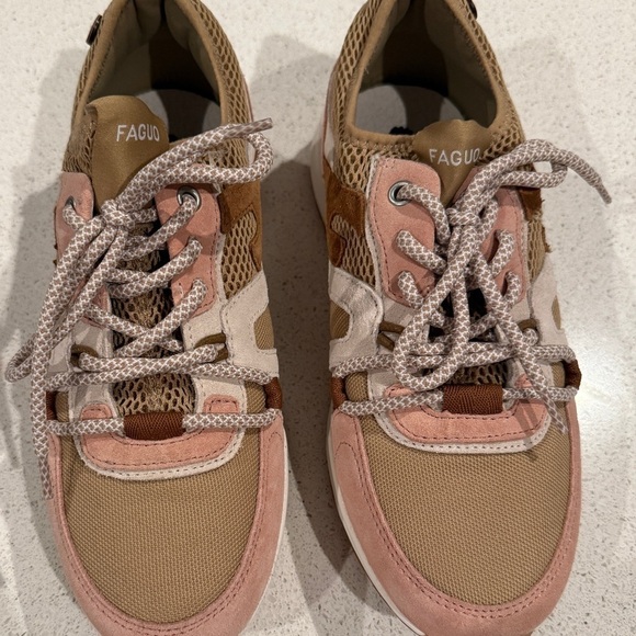 faguo Shoes - Women's Tan and Pink Sneakers